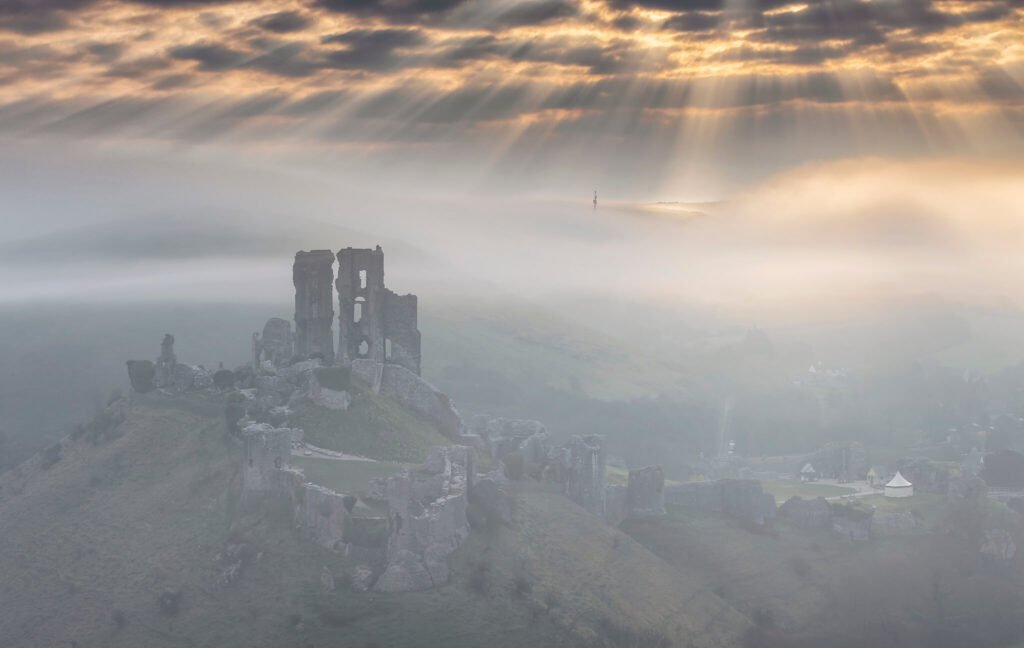 Corfe Castle, Jurassic Coast, Dorset, England.