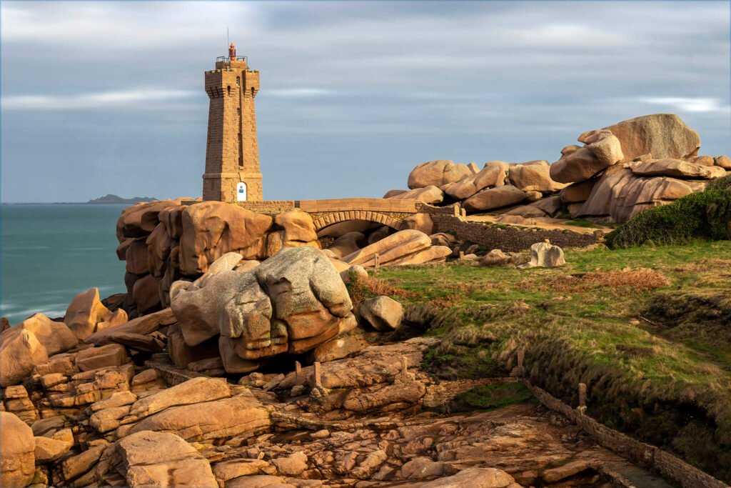 Kermorvan Lighthouse in Brittany, France.