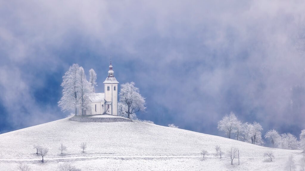 Saint Thomas Church in Winter, Slovenia