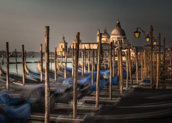 Gondolas on the Grand Canal at night, taken on our Venice photography tour and workshop.